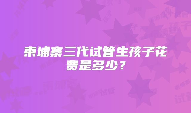 柬埔寨三代试管生孩子花费是多少?
