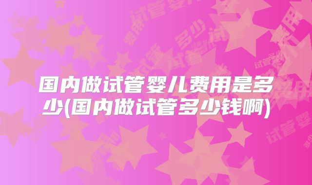 国内做试管婴儿费用是多少(国内做试管多少钱啊)