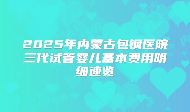 2025年内蒙古包钢医院三代试管婴儿基本费用明细速览