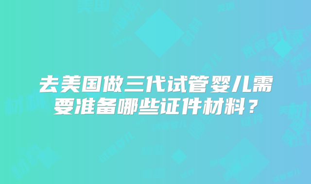 去美国做三代试管婴儿需要准备哪些证件材料?