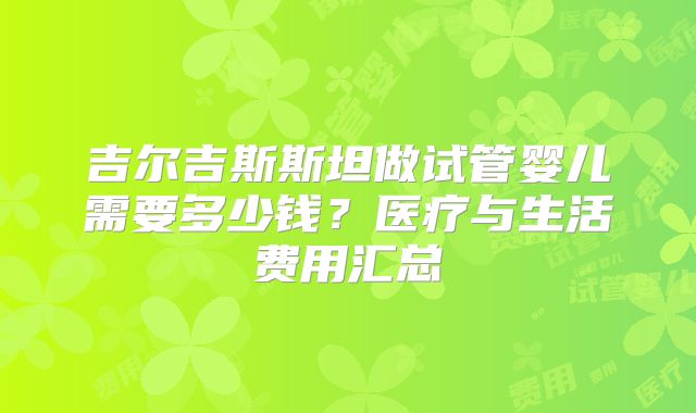 吉尔吉斯斯坦做试管婴儿需要多少钱?医疗与生活费用汇总