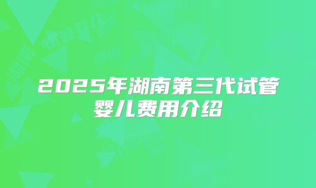 2025年湖南第三代试管婴儿费用介绍