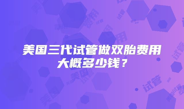 美国三代试管做双胎费用大概多少钱？