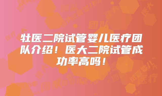 牡医二院试管婴儿医疗团队介绍！医大二院试管成功率高吗！