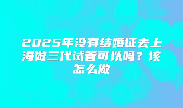 2025年没有结婚证去上海做三代试管可以吗?该怎么做