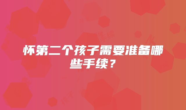 怀第二个孩子需要准备哪些手续？