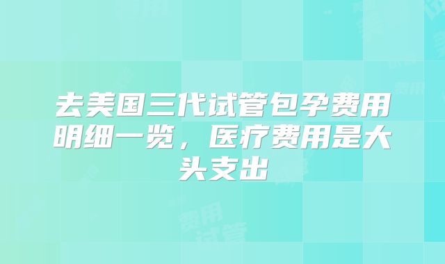 去美国三代试管包孕费用明细一览，医疗费用是大头支出
