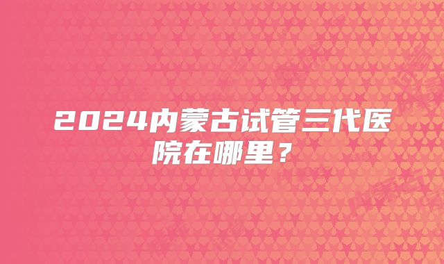 2024内蒙古试管三代医院在哪里？