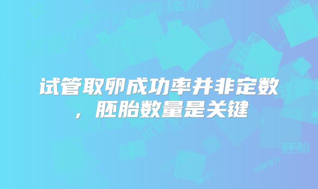 试管取卵成功率并非定数,胚胎数量是关键