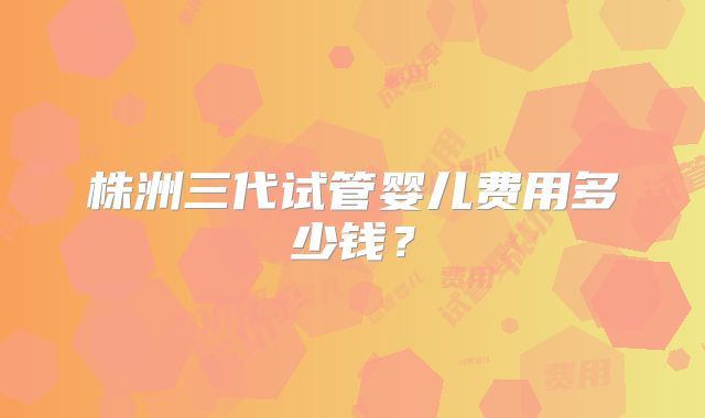 株洲三代试管婴儿费用多少钱？