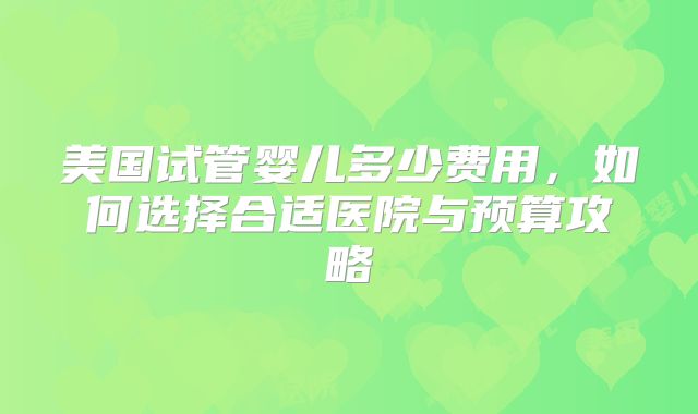 美国试管婴儿多少费用，如何选择合适医院与预算攻略