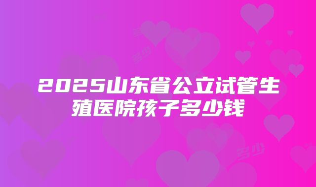2025山东省公立试管生殖医院孩子多少钱