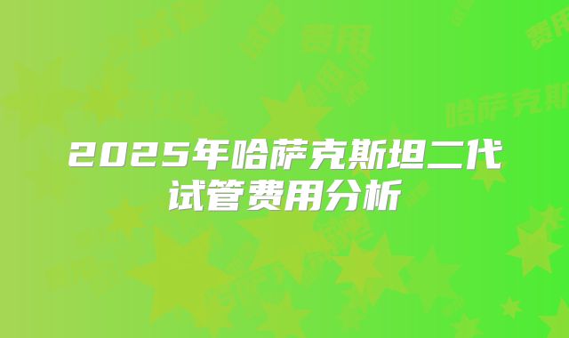 2025年哈萨克斯坦二代试管费用分析