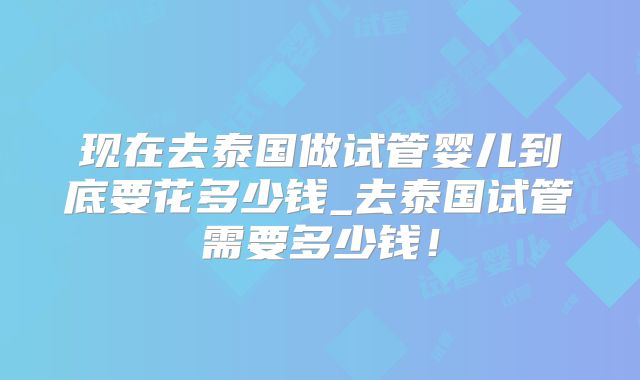 现在去泰国做试管婴儿到底要花多少钱_去泰国试管需要多少钱！