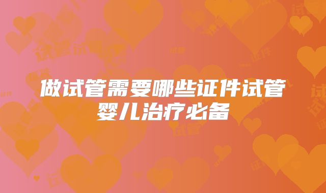 做试管需要哪些证件试管婴儿治疗必备