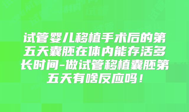 试管婴儿移植手术后的第五天囊胚在体内能存活多长时间-做试管移植囊胚第五天有啥反应吗！