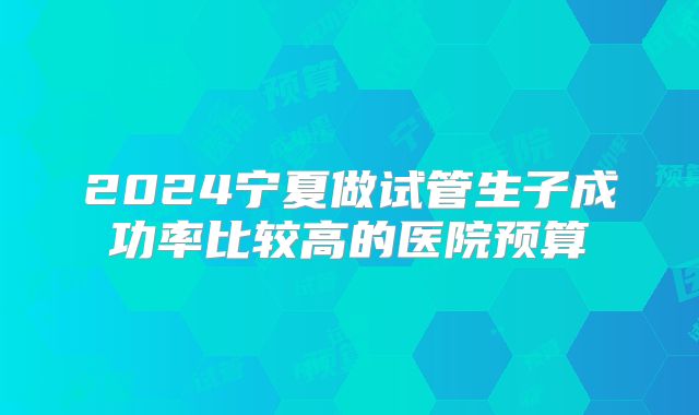 2024宁夏做试管生子成功率比较高的医院预算