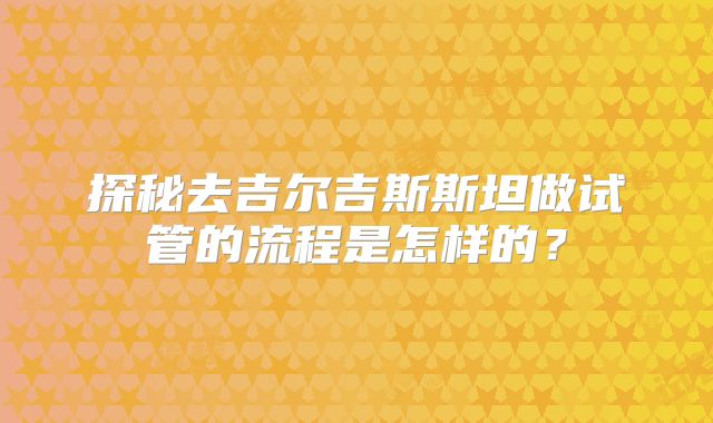 探秘去吉尔吉斯斯坦做试管的流程是怎样的?