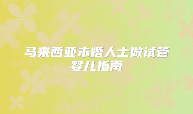 马来西亚未婚人士做试管婴儿指南