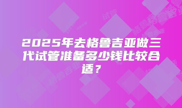 2025年去格鲁吉亚做三代试管准备多少钱比较合适？