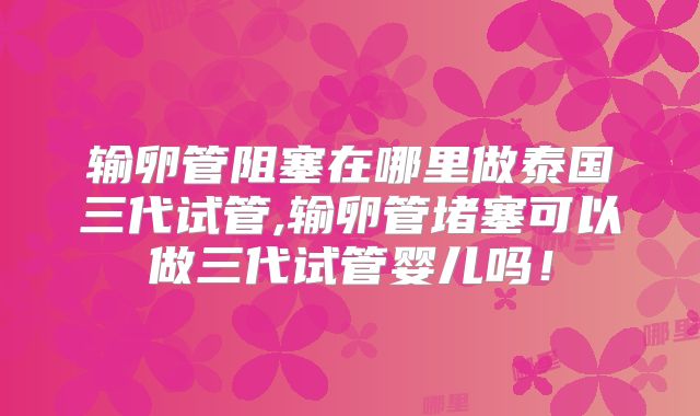 输卵管阻塞在哪里做泰国三代试管,输卵管堵塞可以做三代试管婴儿吗！
