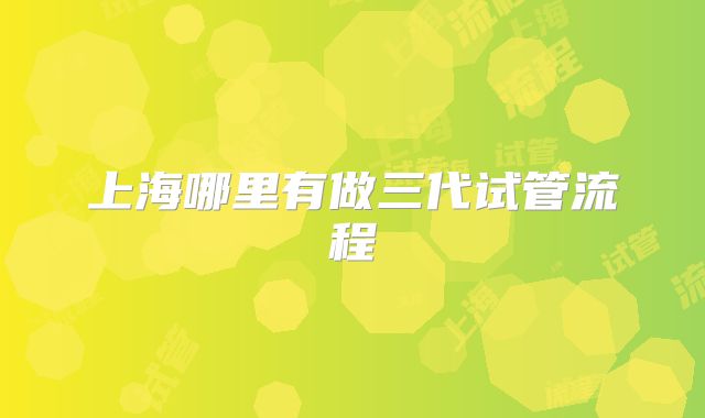 上海哪里有做三代试管流程