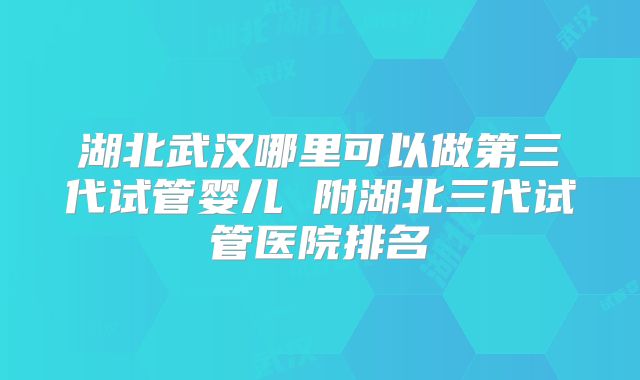 湖北武汉哪里可以做第三代试管婴儿 附湖北三代试管医院排名