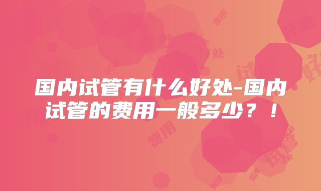 国内试管有什么好处-国内试管的费用一般多少？！