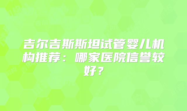 吉尔吉斯斯坦试管婴儿机构推荐:哪家医院信誉较好?