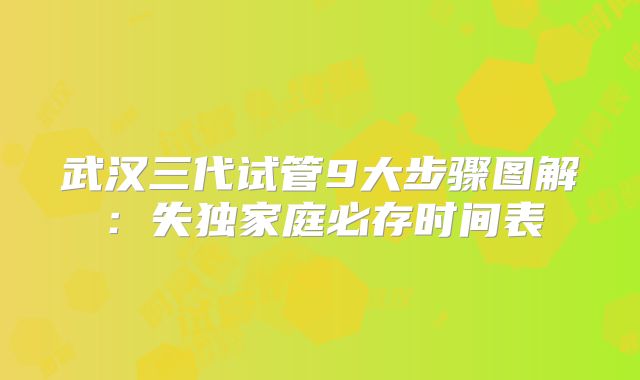 武汉三代试管9大步骤图解:失独家庭必存时间表