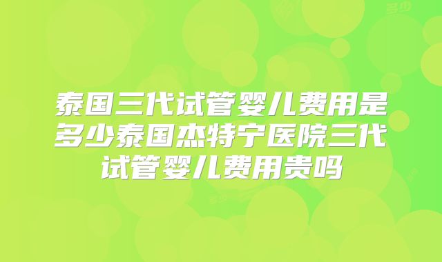 泰国三代试管婴儿费用是多少泰国杰特宁医院三代试管婴儿费用贵吗