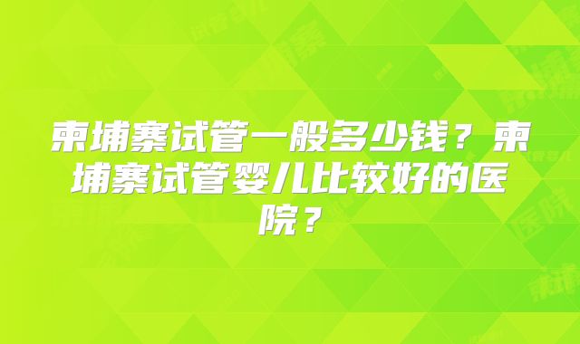 柬埔寨试管一般多少钱？柬埔寨试管婴儿比较好的医院？