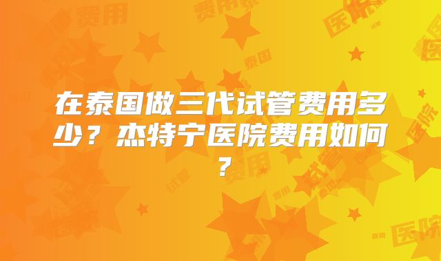 在泰国做三代试管费用多少？杰特宁医院费用如何？