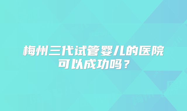梅州三代试管婴儿的医院可以成功吗？