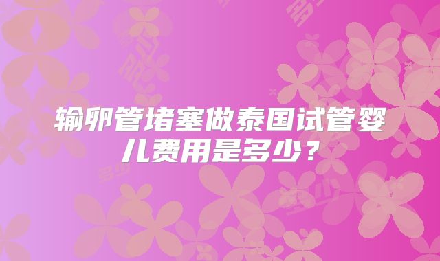输卵管堵塞做泰国试管婴儿费用是多少?