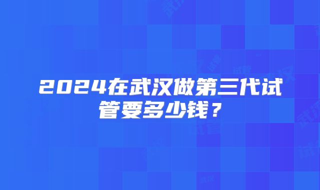 2024在武汉做第三代试管要多少钱？