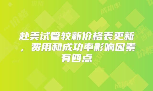 赴美试管较新价格表更新,费用和成功率影响因素有四点