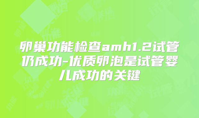 卵巢功能检查amh1.2试管仍成功-优质卵泡是试管婴儿成功的关键