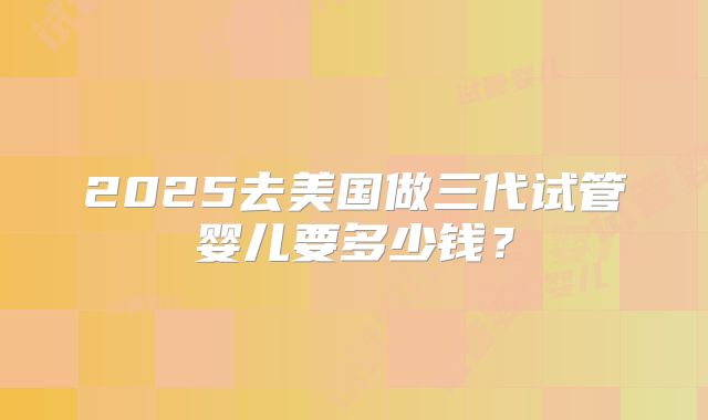 2025去美国做三代试管婴儿要多少钱?