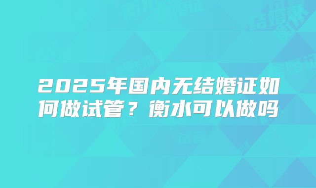 2025年国内无结婚证如何做试管？衡水可以做吗