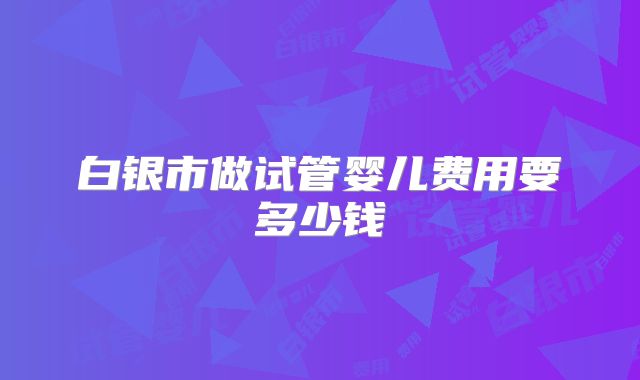 白银市做试管婴儿费用要多少钱
