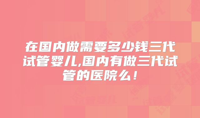 在国内做需要多少钱三代试管婴儿,国内有做三代试管的医院么！