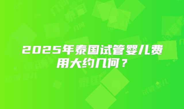 2025年泰国试管婴儿费用大约几何？