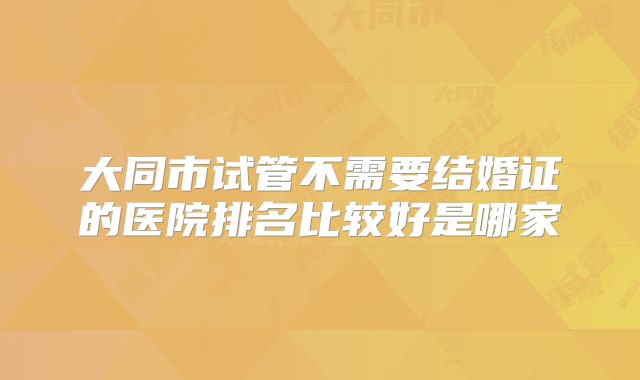 大同市试管不需要结婚证的医院排名比较好是哪家