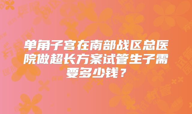 单角子宫在南部战区总医院做超长方案试管生子需要多少钱？