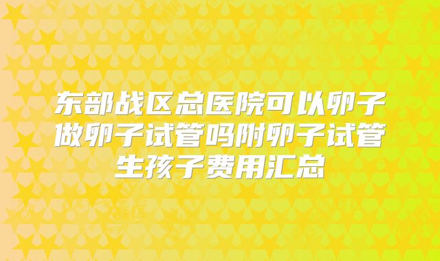 东部战区总医院可以卵子做卵子试管吗附卵子试管生孩子费用汇总