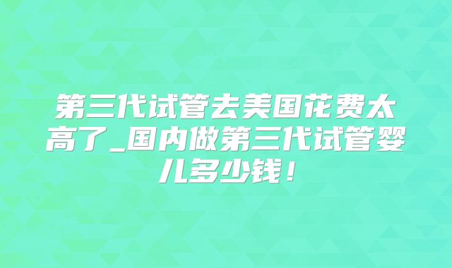 第三代试管去美国花费太高了_国内做第三代试管婴儿多少钱！