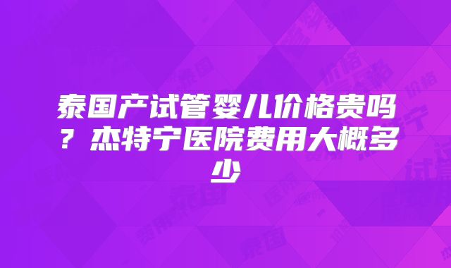 泰国产试管婴儿价格贵吗?杰特宁医院费用大概多少