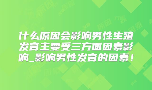 什么原因会影响男性生殖发育主要受三方面因素影响_影响男性发育的因素！