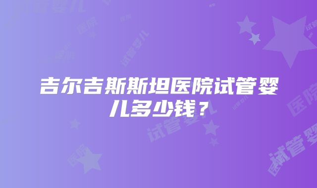 吉尔吉斯斯坦医院试管婴儿多少钱？